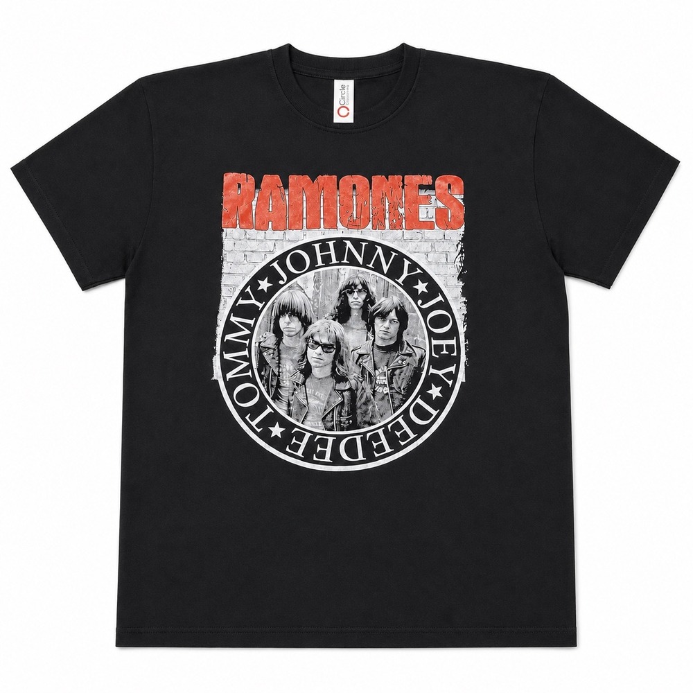 Ramones Band Graphic T-Shirt Black Circle Clothing Mens 3XL Distressed Logo Tee